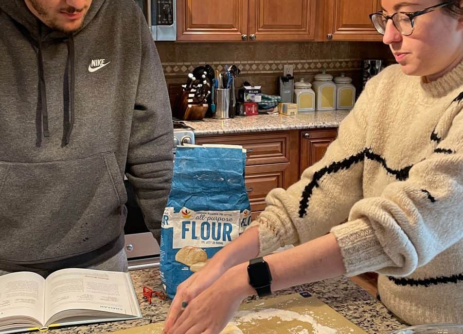 Preparing the bread