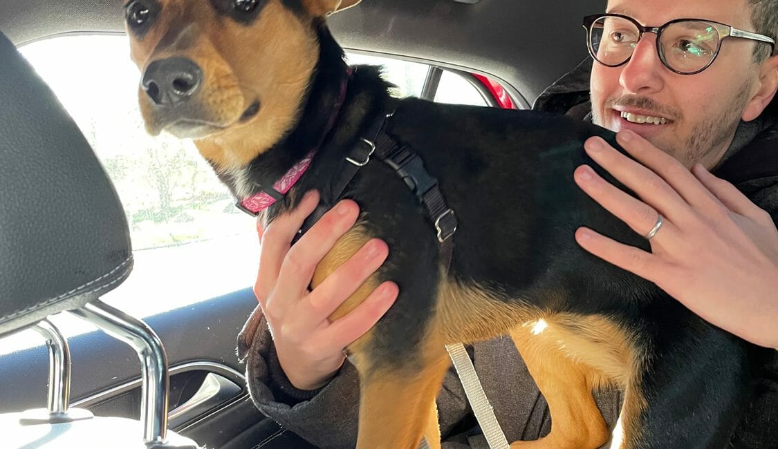 a man and his new dog