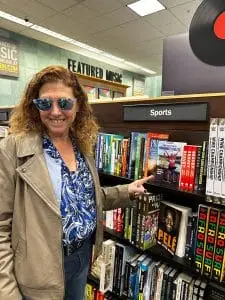 Hilary with her book at the bookstore