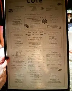 menu cote